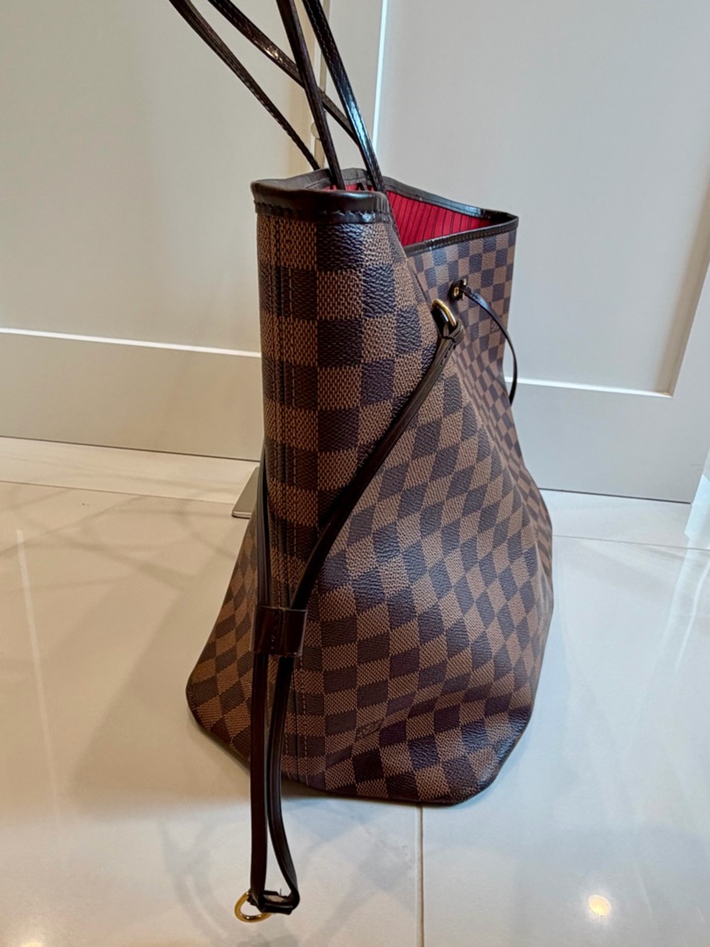 LOUIS VUITTON NEVERFULL GM WITH POUCH- DARK CHOCOLATE, EXCELLENT CONDITION - Picture 10 of 16